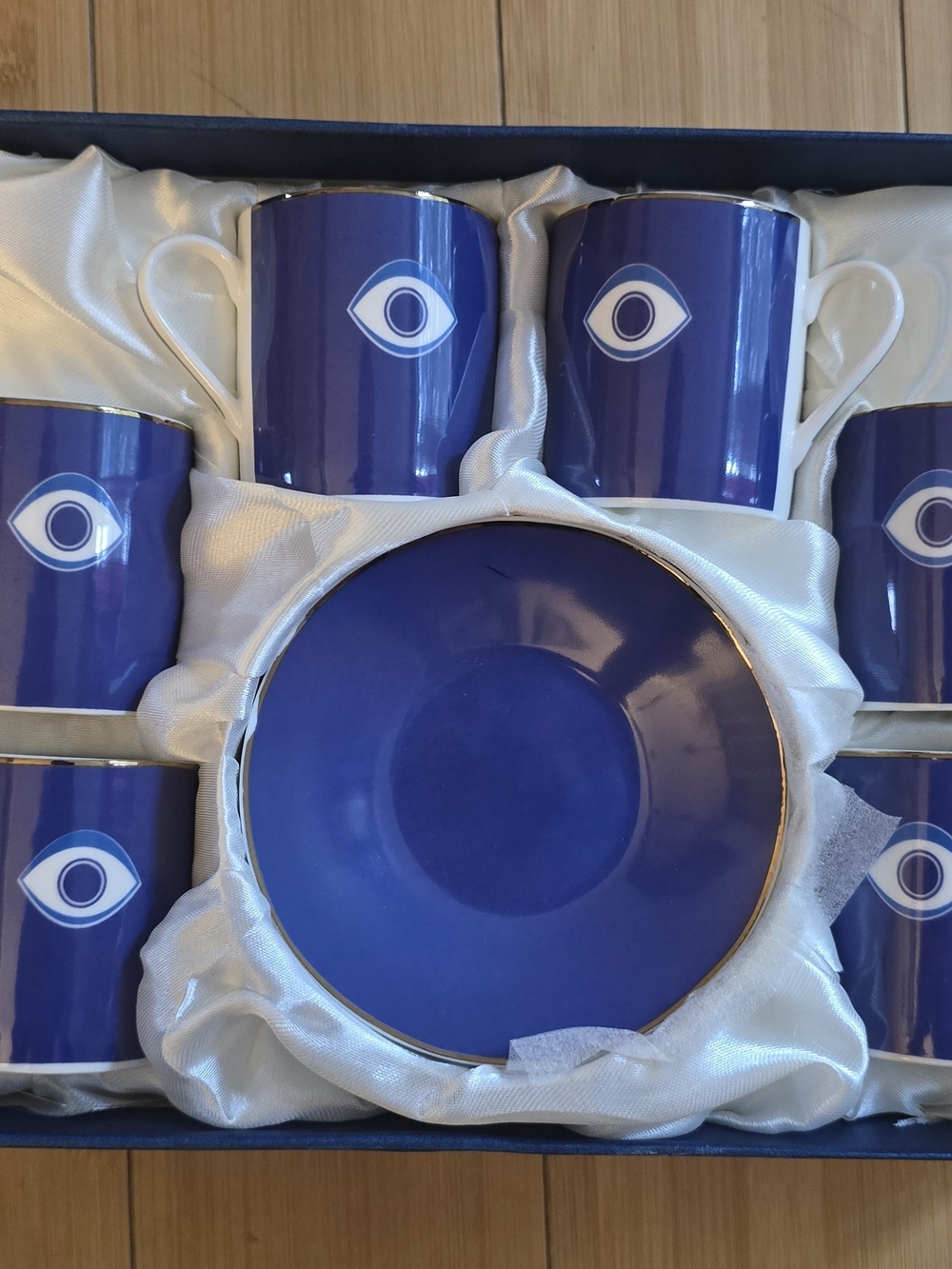 Blue Evil Eye Porcelain Coffee Cup and Saucer Set